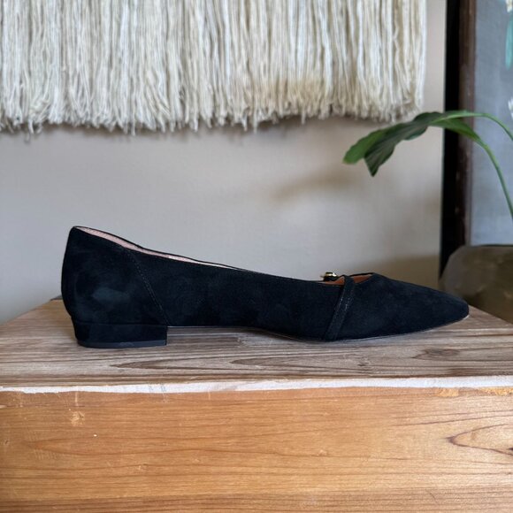 J. Crew Gwen Black Genuine Suede Pointy Toe Mary Jane Ballet Flats Size 9.5 - Picture 6 of 14